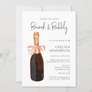 Brunch & Bubbly Dusche mit rosa Champagner Einladung