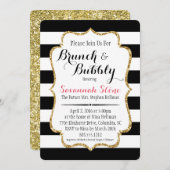 Brunch & Bubbly Dusche mit schwarzem und weißem St Einladung (Vorne/Hinten)