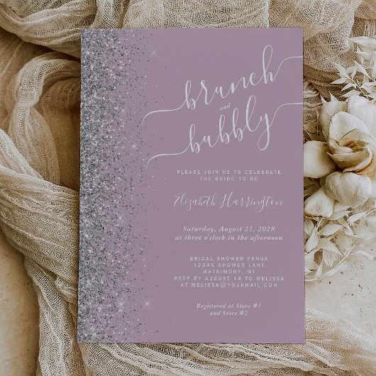 Brunch & Bubbly Dusty Lilac Silver Brautparty Einladung