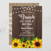 Brunch & Bubbly Einladung Sonnenblumen rustikal (Vorne/Hinten)