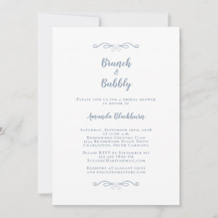 Brunch & Bubbly Elegante staubblaue Babyparty zur Einladung
