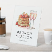Brunch & Bubbly Elegantes Pancake Pink Brautparty Sockelschild (In SItu)