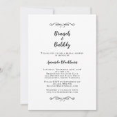 Brunch & Bubbly Elegantes Schwarz-weißes Brautpart Einladung (Vorderseite)