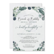 Brunch & Bubbly Eukalyptus Brautparty Einladung