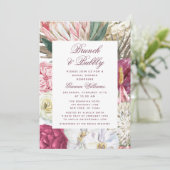 Brunch & Bubbly Floral Brautparty Einladung (Stehend Vorderseite)