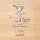 Brunch & Bubbly floral Martini-Brautparty Acryleinladungen (Vorderseite)