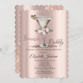 Brunch & Bubbly floral Martini-Brautparty Einladung (Vorne/Hinten)