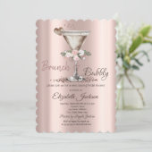 Brunch & Bubbly floral Martini-Brautparty Einladung (Stehend Vorderseite)