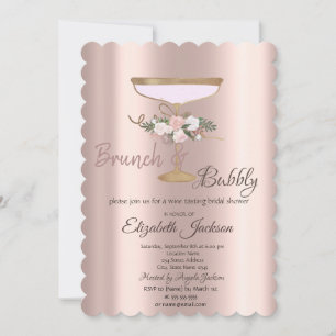 Brunch & Bubbly Florales Glas Junggesellinnenabsch Einladung