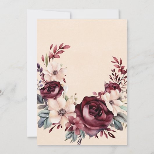 Brunch & Bubbly für Burgunder und Creme-Rose Einladung (Rückseite)