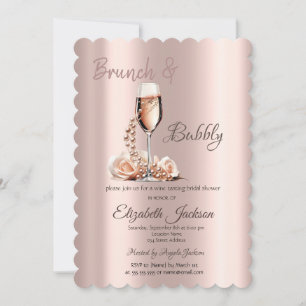 Brunch & Bubbly Glasperlen Rose Brautdusche  Einladung