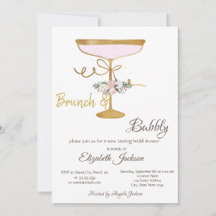 Brunch & Bubbly Glass, Glitzer Brautparty Einladung