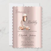 Brunch & Bubbly Glass Pearls Rose Brautparty Einladung (Vorderseite)