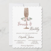 Brunch & Bubbly Glitzer Brautparty Einladung (Vorderseite)