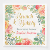 Brunch & Bubbly & Glitzer Brautparty Serviette (Vorderseite)