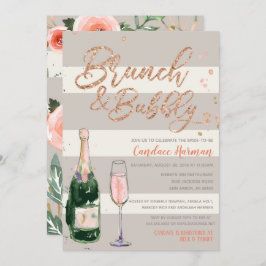 Brunch & Bubbly Glitzer Rose Gold Brautparty Einladung