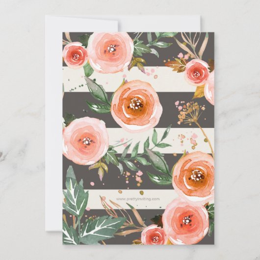 Brunch & Bubbly Glitzer Rose Grau Brautparty Einladung (Rückseite)