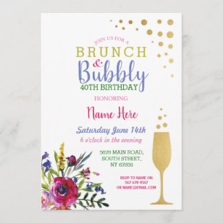 Brunch & Bubbly Gold Geburtstag Blumenladen Einladung