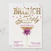 Brunch Bubbly Gold Pink Brautparty Einladung (Vorderseite)
