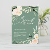 Brunch & Bubbly green und pfirsiche Aquarellblüte (Stehend Vorderseite)