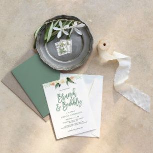 Brunch & Bubbly green und pfirsiche Aquarellblüte