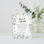 Brunch & Bubbly Greenery Brautparty Einladung (Stehend Vorderseite)