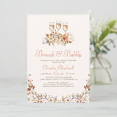 Brunch Bubbly Herbst Brautparty Einladung (Stehend Vorderseite)