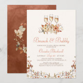 Brunch Bubbly Herbst Brautparty Einladung (Vorne/Hinten)