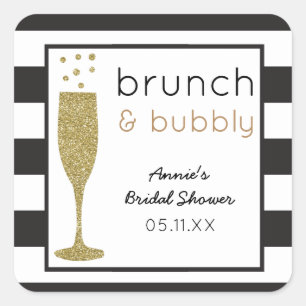 Brunch & Bubbly Imitate Glitzer Brautparty Sticker