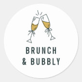 Brunch & Bubbly Imitate Gold Glitzer Champagne Runder Aufkleber (Vorderseite)