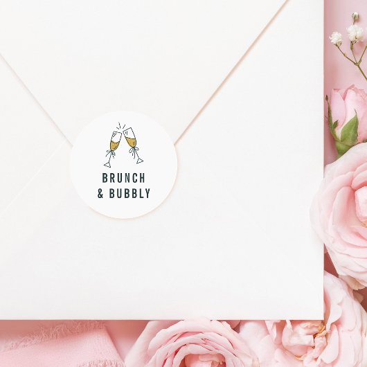 Brunch & Bubbly Imitate Gold Glitzer Champagne Runder Aufkleber