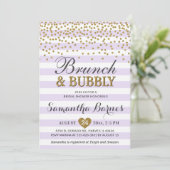 Brunch Bubbly Lavendel Lilac Spring Brautparty Einladung (Stehend Vorderseite)
