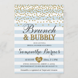 Brunch Bubbly Light Blue Gold Chic Brautparty Einladung