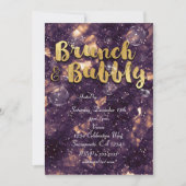 Brunch & Bubbly Lila Gold Glam Chic Einladungen (Vorderseite)