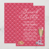 Brunch & Bubbly Luxury Pink Quilt Brautparty Einladung (Vorne/Hinten)