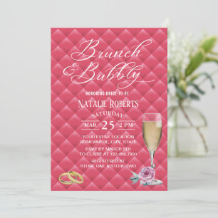 Brunch & Bubbly Luxury Pink Quilt Brautparty Einladung