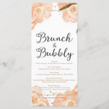 Brunch & Bubbly Menu Card – Peach Watercolor