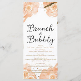Brunch & Bubbly Menu Card – Peach Watercolor Menükarte