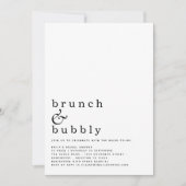 Brunch Bubbly Minimalistisch Typografy Brautparty Einladung (Vorderseite)