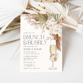 Brunch & Bubbly mit Bohemischen Floral- und Feathe Einladung
