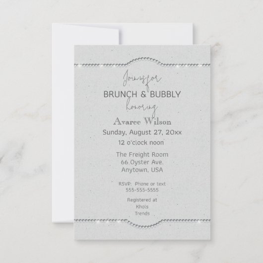 Brunch & Bubbly mit der Braut Ankündigung (Rückseite)