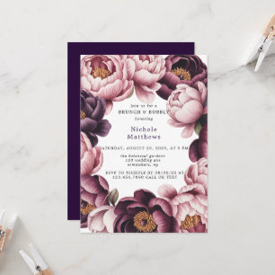 Brunch & Bubbly mit Pflaumen aus Peony Wreath Einladung