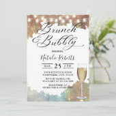 Brunch & Bubbly Modernes Glitzer Brautparty Einladung (Stehend Vorderseite)
