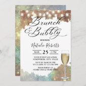 Brunch & Bubbly Modernes Glitzer Brautparty Einladung (Vorne/Hinten)