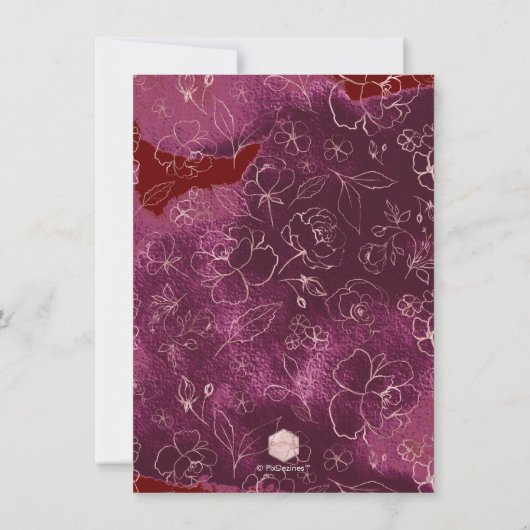 Brunch Bubbly Navy Burgundy Blush H2 Blume Einladung (Rückseite)