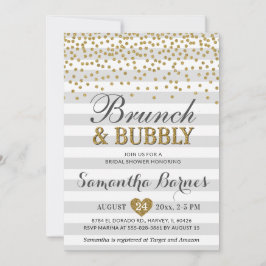 Brunch Bubbly Neutral Gray Chic Brautparty Einladung