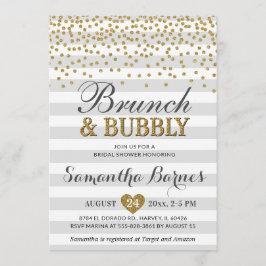 Brunch Bubbly Neutral Gray Chic Brautparty Einladung