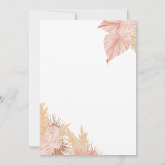 Brunch & Bubbly Pampas Grass Boho Brautparty Einladung (Rückseite)