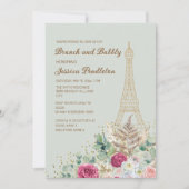 Brunch Bubbly Paris Eiffel Tower Brautparty Einladung (Vorderseite)