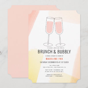 Brunch & Bubbly Peach Champagne Brautparty Einladung